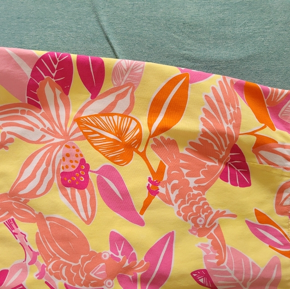 Lilly Pulitzer Pacific Wing Parrot Yellows Pinks Riverside Skirt Sz 4 - Picture 5 of 12